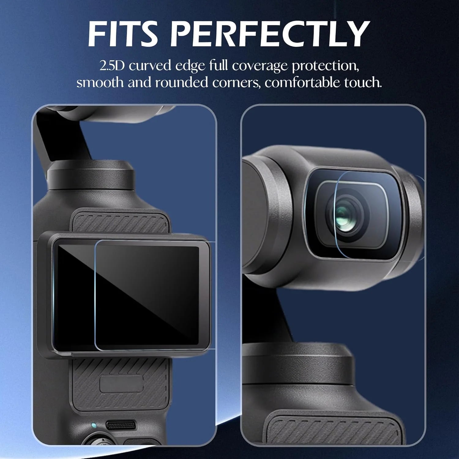 1- Tempered Glass Film DJI OSMO Pocket 3 Screen Protector 9H Hardness