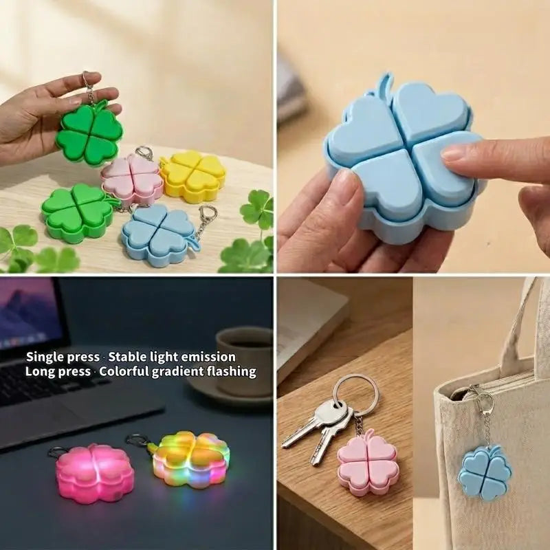Lucky Four-Leaf Clover LED Light-Up Keychain Fidget Toy