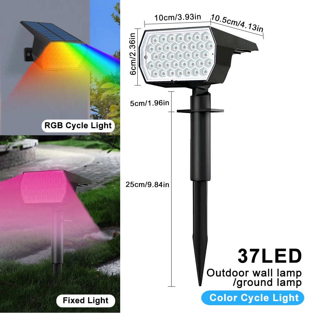 Solar Spot Light Outdoor Color Changing RGB 48/37/20LED Solar Powered Landscape Spotlight Garden Decor Pathway Walkway Christmas Zpaxo 37 LED RGB 4pcs