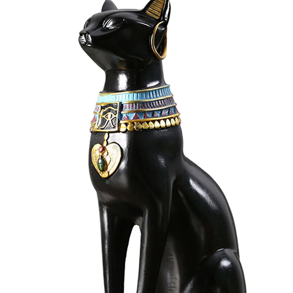 Egyptian Cat Goddess Bastet Statue Ornament Egypt Collectible Animal Sculpture Figurine for Office Shelf Table Desk Cabinet Zpaxo