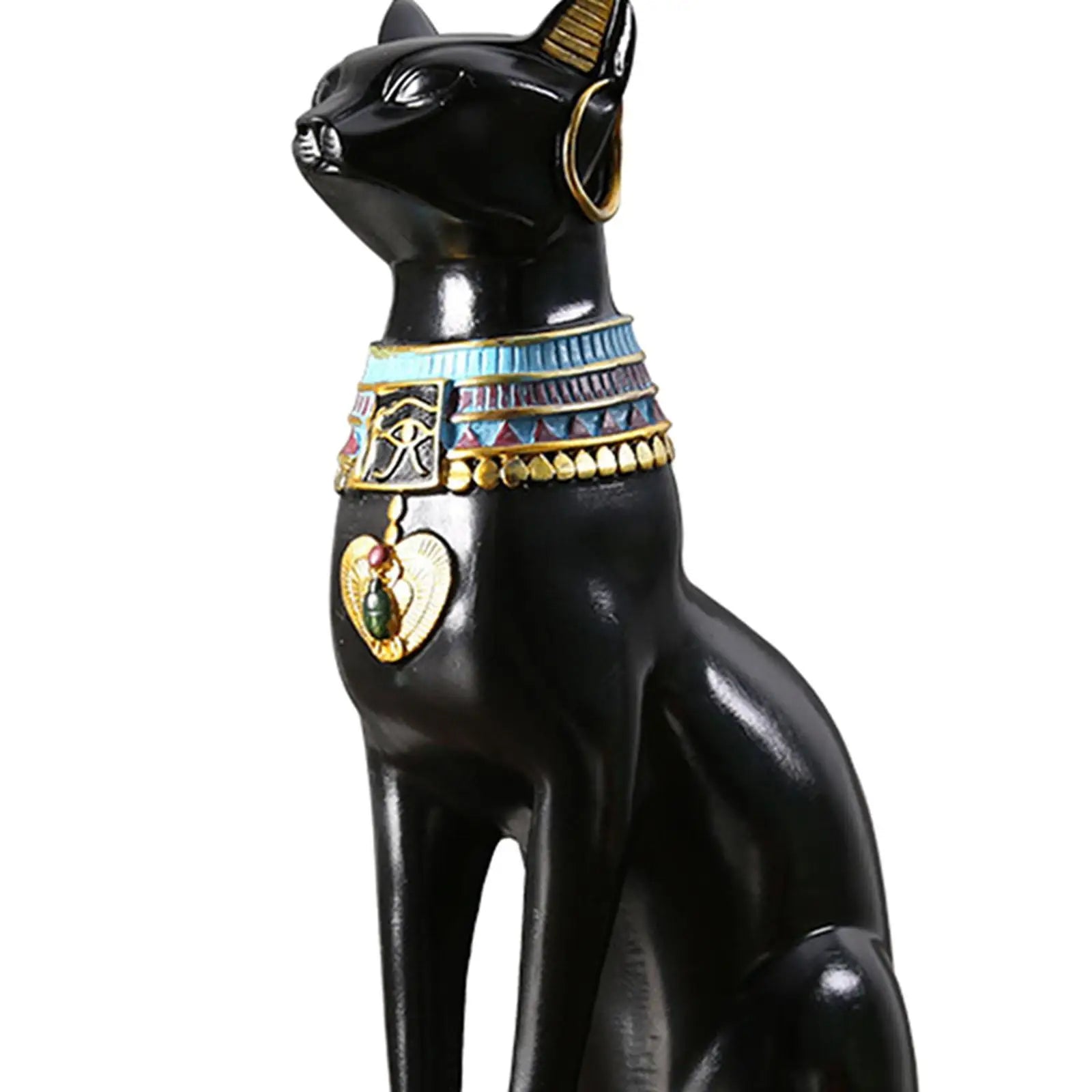 Egyptian Cat Goddess Bastet Statue Ornament Egypt Collectible Animal Sculpture Figurine for Office Shelf Table Desk Cabinet Zpaxo