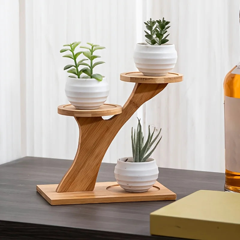 2-Tier Bamboo Stand Shelf Home Office Compact Design Perfect Desktop