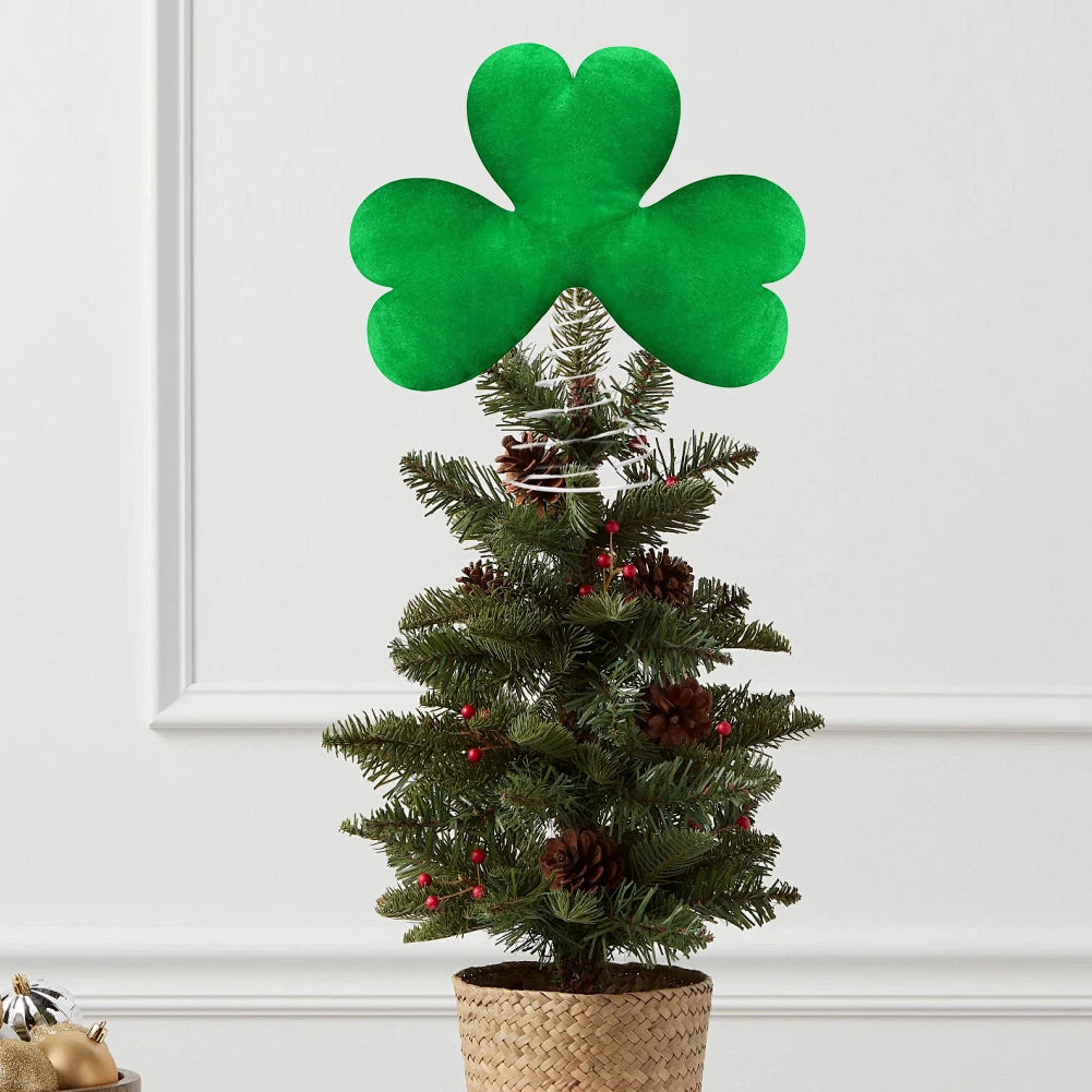 St Patricks Day Tree Topper Metal Base Lucky Shamrock Clover