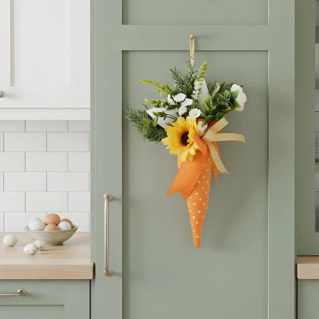 Easter Ornaments Spring Sunflower Carrot Bouquet Centerpiece Table
