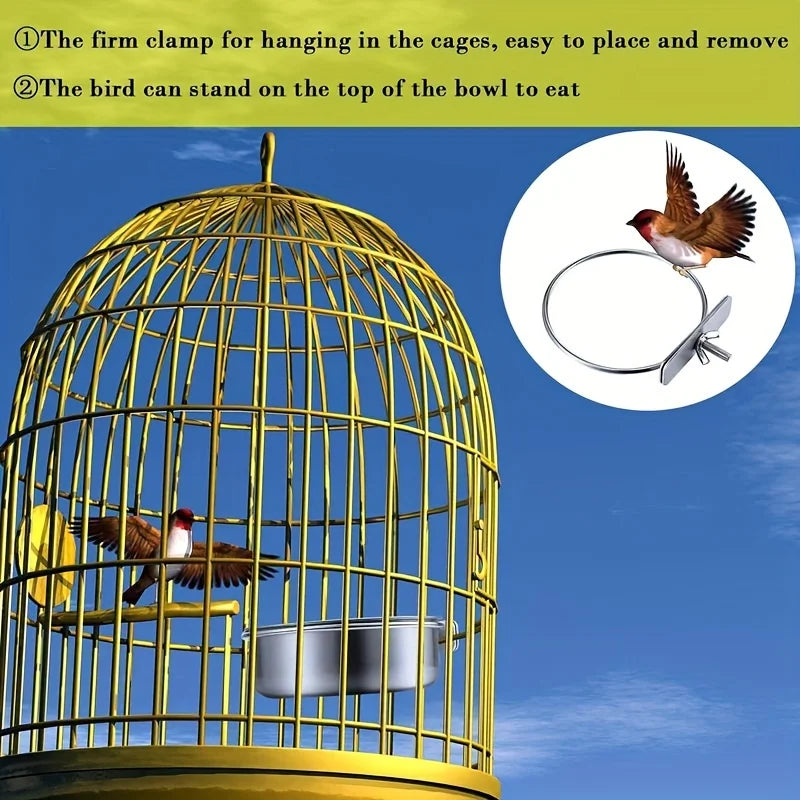 Stainless Steel Food Bowl Parrots Multi-use Hamster Water Dish Easy
