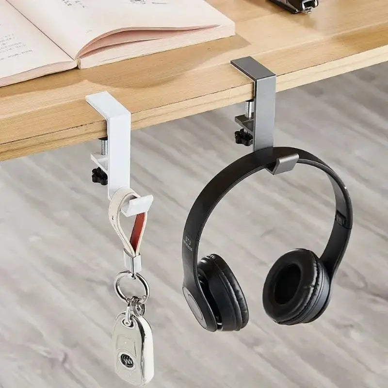 Desk Edge Hook Multi Functional Headphones Stand Table Side Hanging Storage Rack For Gaming Headset Bag Universal Metal Holder Zpaxo