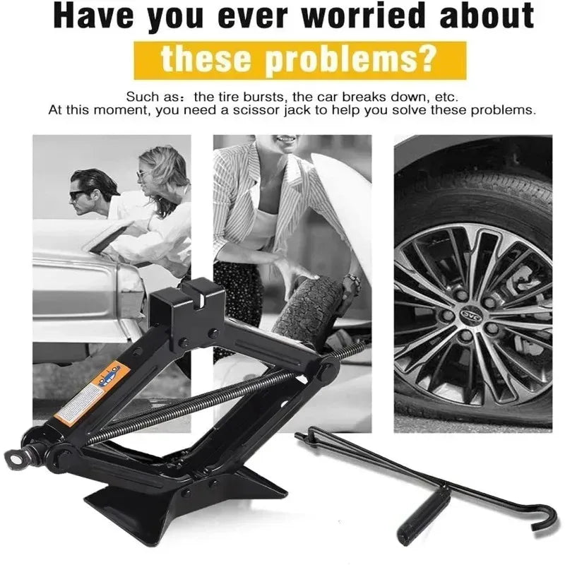 Portable Hand Crank Scissor Jack 0.8T–2T | Car SUV Tire Change