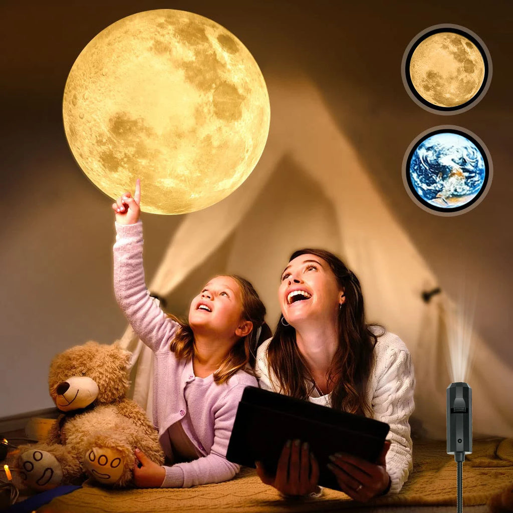 USB Ceiling Moon Earth Projection Atmosphere Light Starry Sky Lamp Night Light Romantic Bedroom Decoration Galaxy Projector Zpaxo