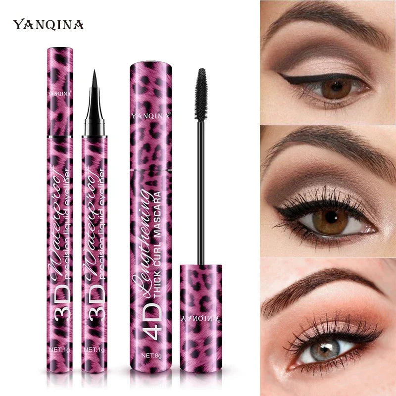 YANQINA Liquid Eyeliner Pencil+4D Waterproof Mascara Cosmetics Eye Zpaxo