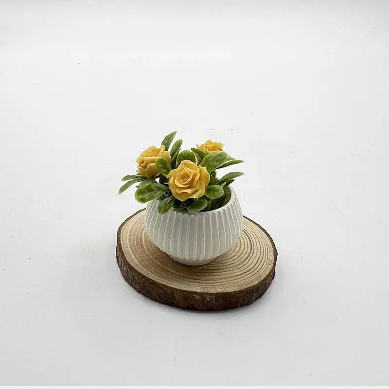 Doll House Living Room Scene Decoration Mini Rose Plant Potted Plants Zpaxo A3