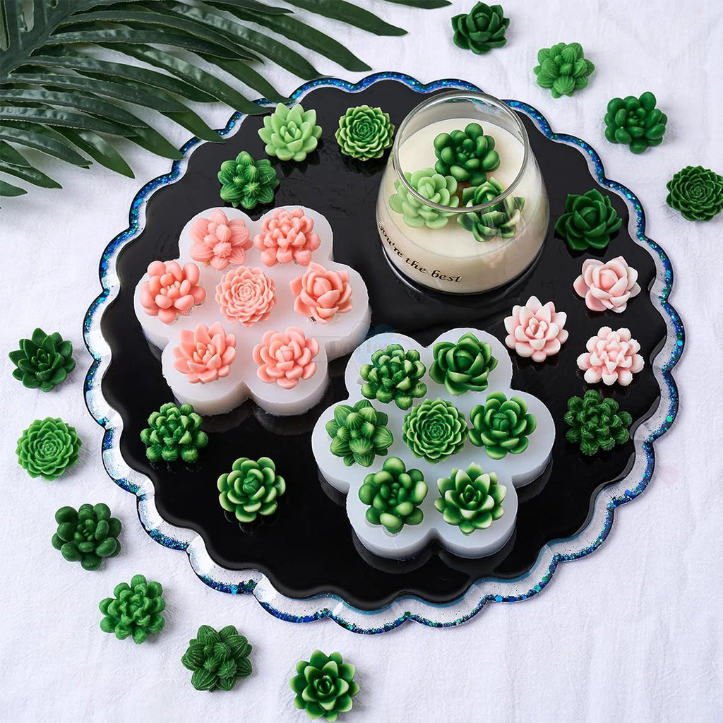 7-Cavity 9-Cavity Succulent Flower Candle Silicone Mold Rose Peony Soap Aroma Wax Plaster Making Chocolate Cake Decoration Mold Zpaxo