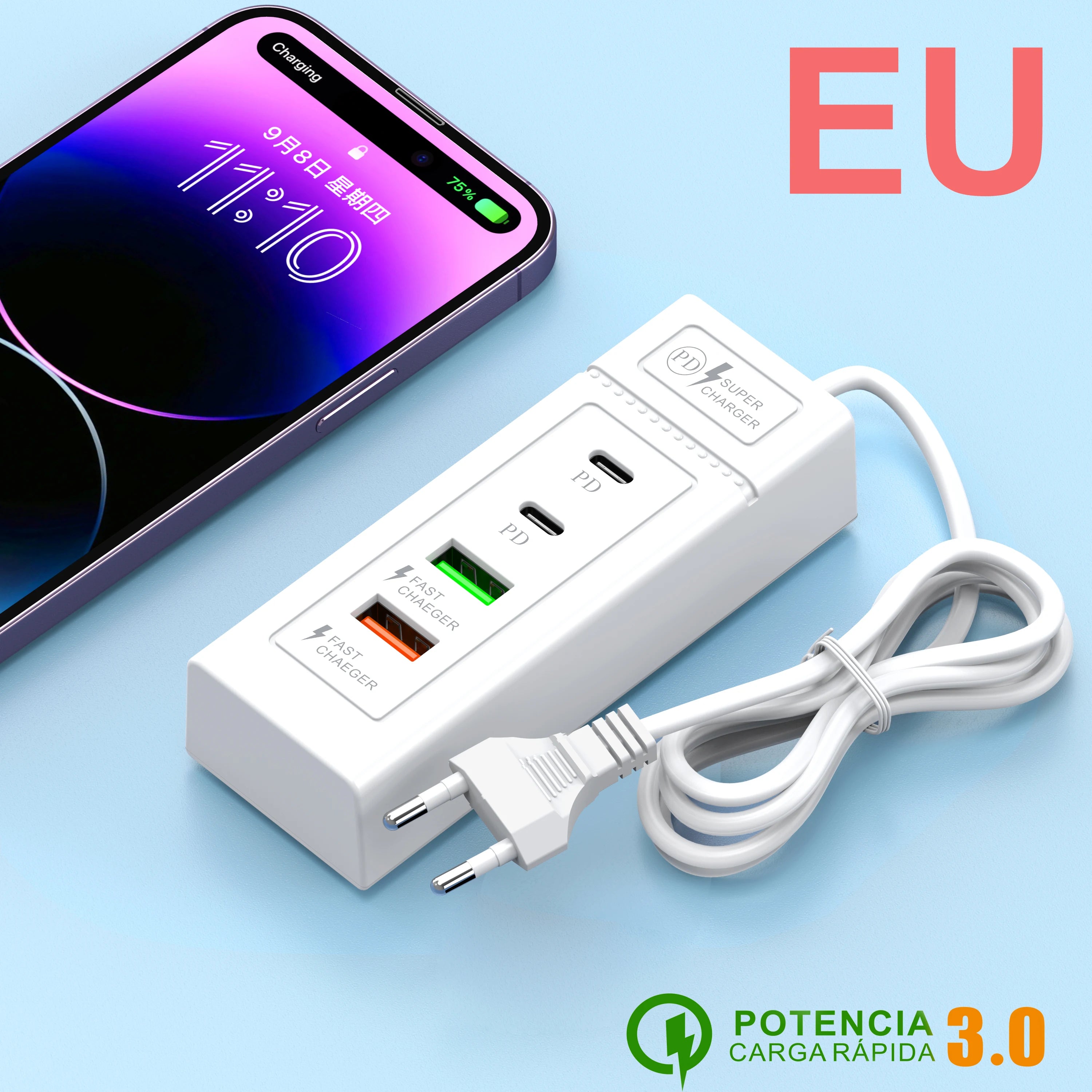 Maerknon 4-Port USB PD Wall Charger 3.1A – Fast Charging EU/US USB Wall Charger Zpaxo EU Plug