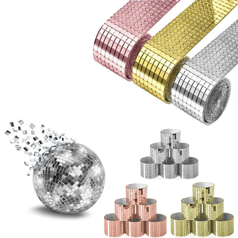 Leeseph Self Adhesive Mosaic Tiles 5x5mm Disco Square Mirror Interior