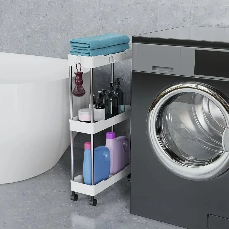 Space-saving Mobile Shelving Unitslim Rolling Storage Cart Wheels