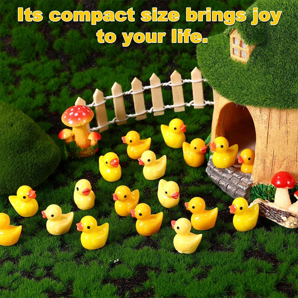 10/20/30/50Pcs Mini Resin Yellow Ducks Tiny Ducks Figurines Miniature Ornaments Landscape Aquarium Dollhouse Decoration Zpaxo