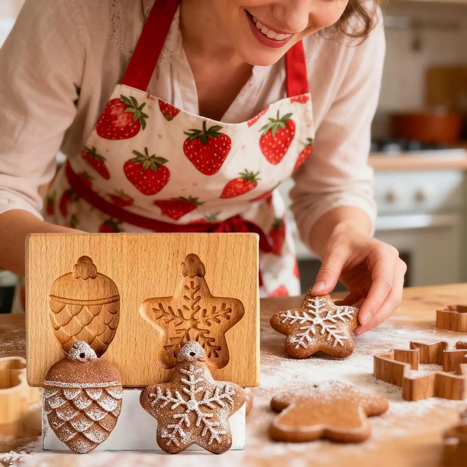 Wooden Cookie Molds 3D Embossing Stamps Baking Tools Kitchen Supplies