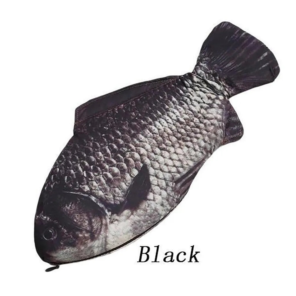 Carp Pen Bag Realistic Fish Shape Pencil Bag Stationery Bag Make-up Pouch With Zipper Back To School Pencil Pouch Pen Bag Zpaxo black