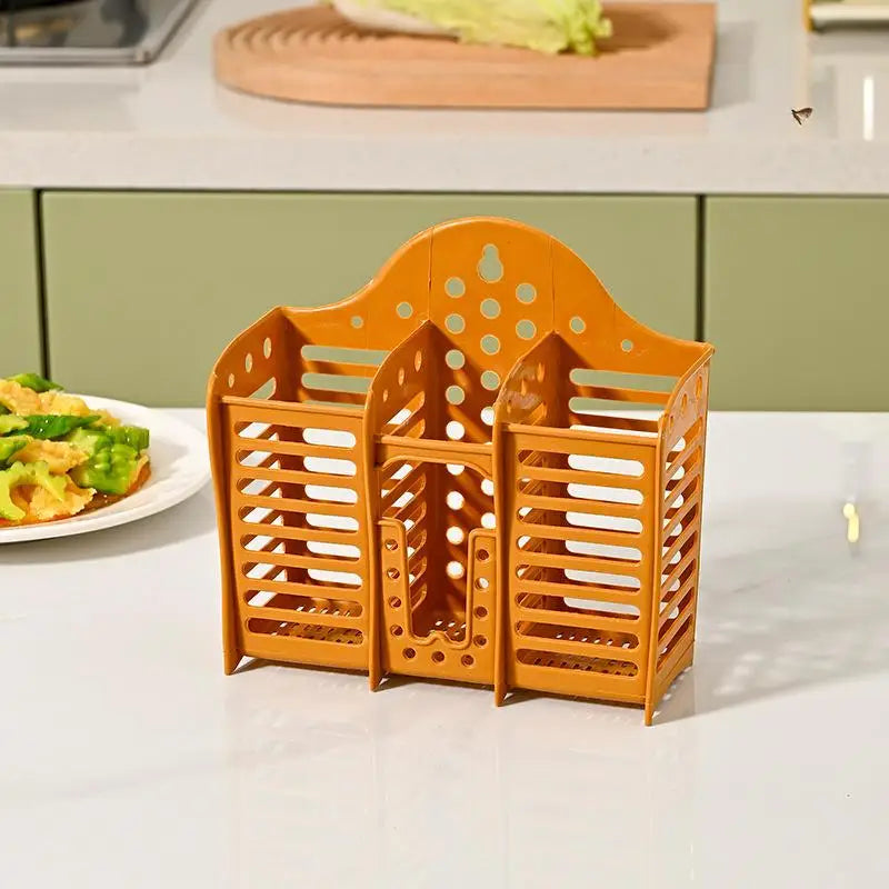 Multifunctional 3 Slot Plastic Chopstick Cage Hollow Drain Utensil Zpaxo A4