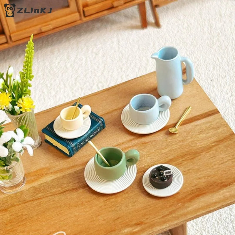 ▶3PCS Simulation Water Cup Toy Dollhouse Miniature Accessories Alloy Coffee Drink Cup Model Doll House DIY Decoration Zpaxo