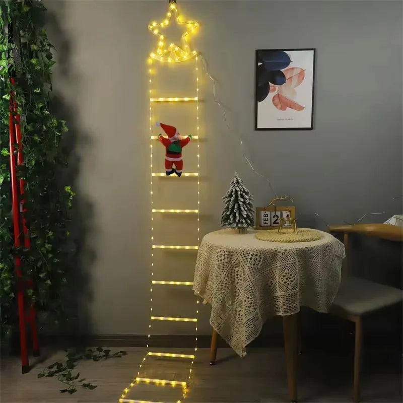 Christmas Lights String Santa Claus Climbing Rope Ladder Decoration Zpaxo Solar panel Warm-1m-5 steps-115 China Mainland