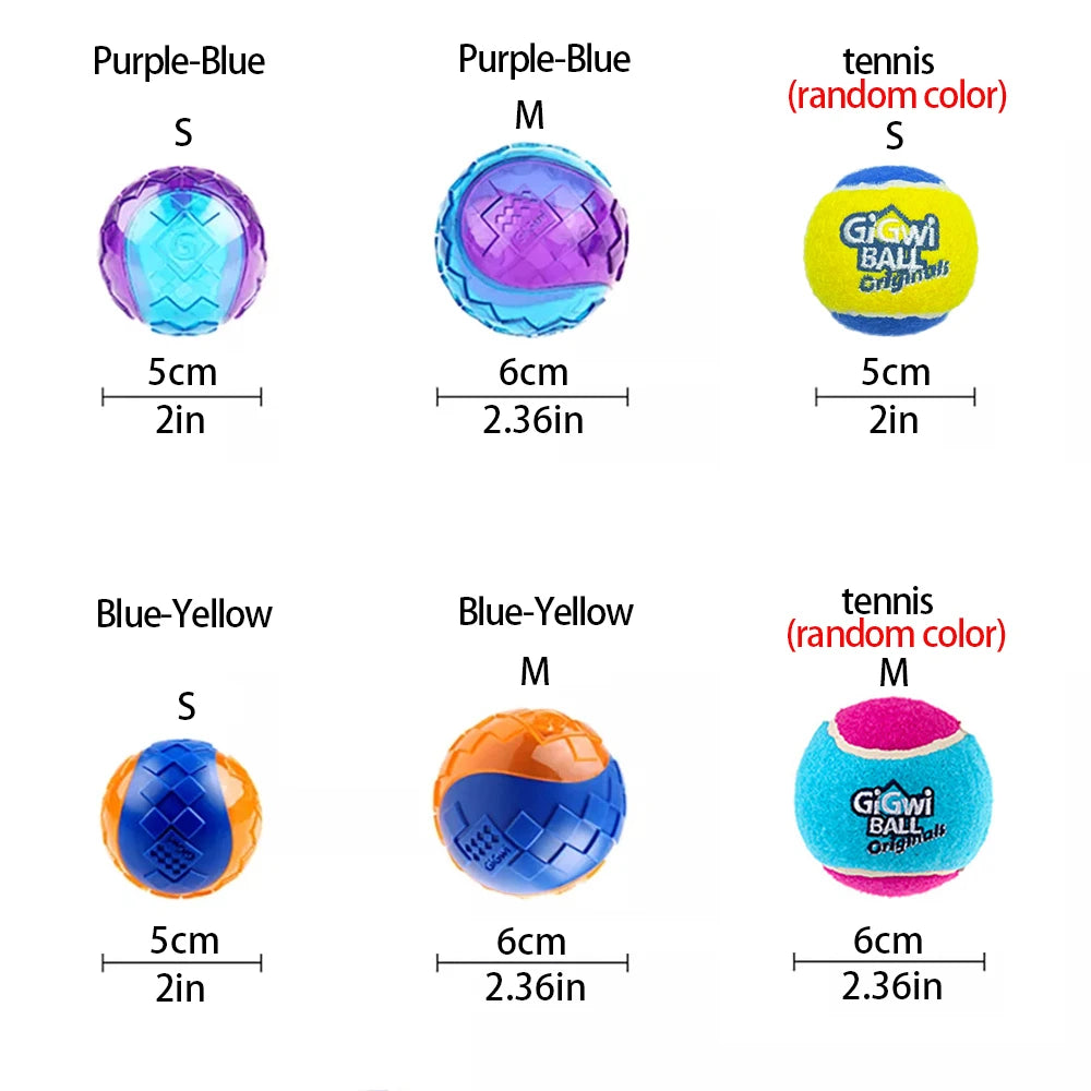 Pet Dog Squeaky Toys Ball Tennis Interactive Bounce Sound Rubber Zpaxo