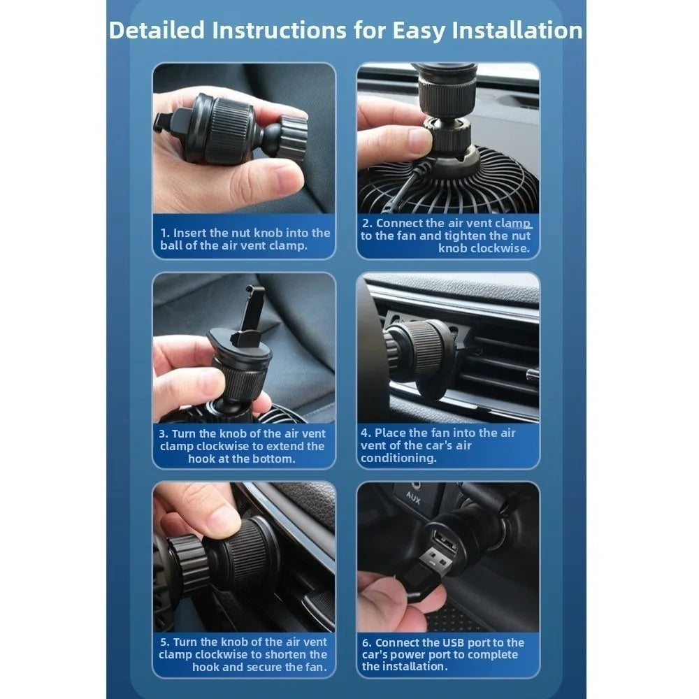 360 Degree Car Air Outlet Fan Adjustable Speeds Angle Circulation Zpaxo