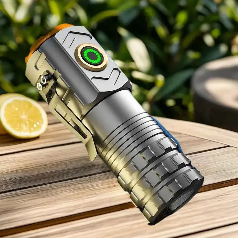 Compact LED Mini Flashlight Rechargeable Power 3-Eyed Tactical Torches Zpaxo