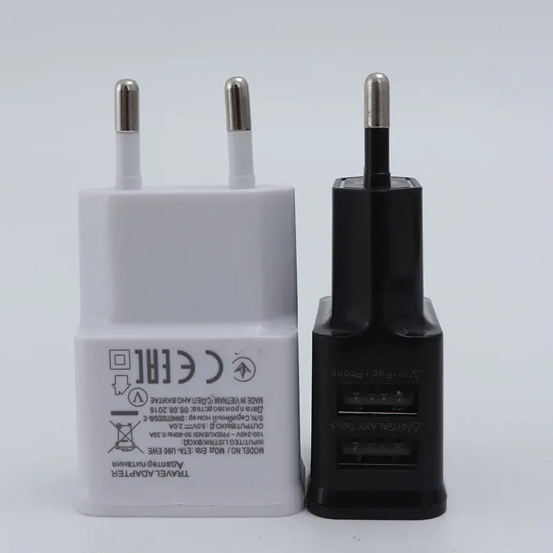 Universal EU Plug 5V Dual USB Charger for iPhone Samsung Xiaomi Huawei - Mobile Phone Travel Power Adapter Zpaxo EU 1 USB black