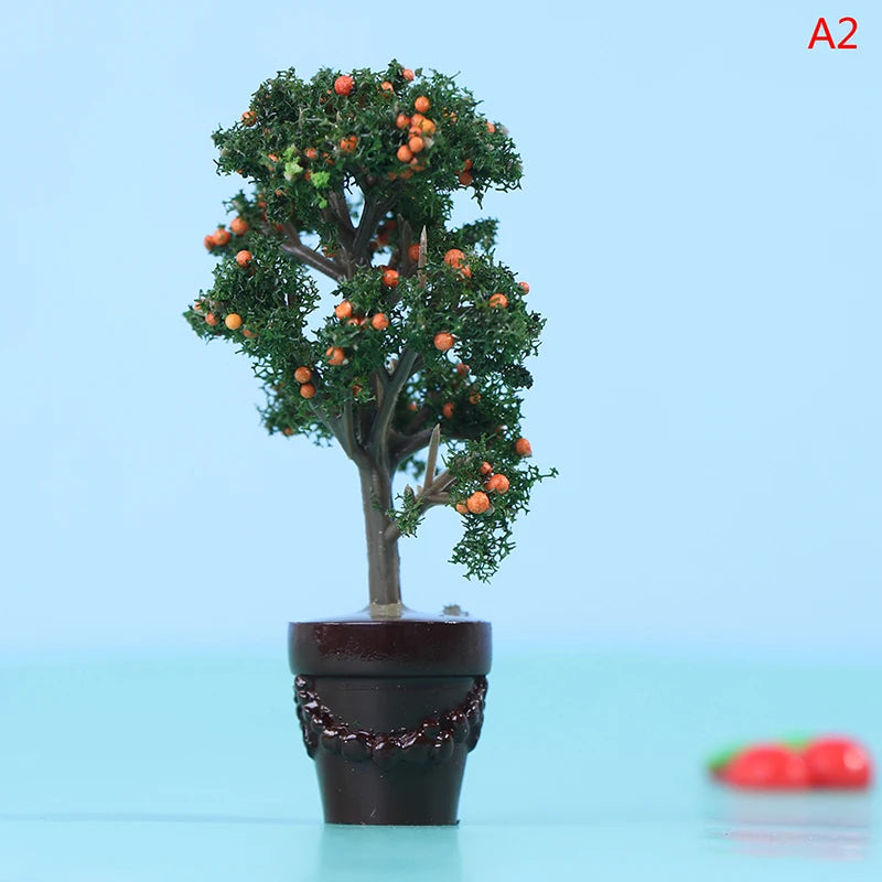 ▶1Pc 1:12 Dollhouse Miniature Potted Fruit Trees Simulation Potted Plants Doll Decor Zpaxo A2