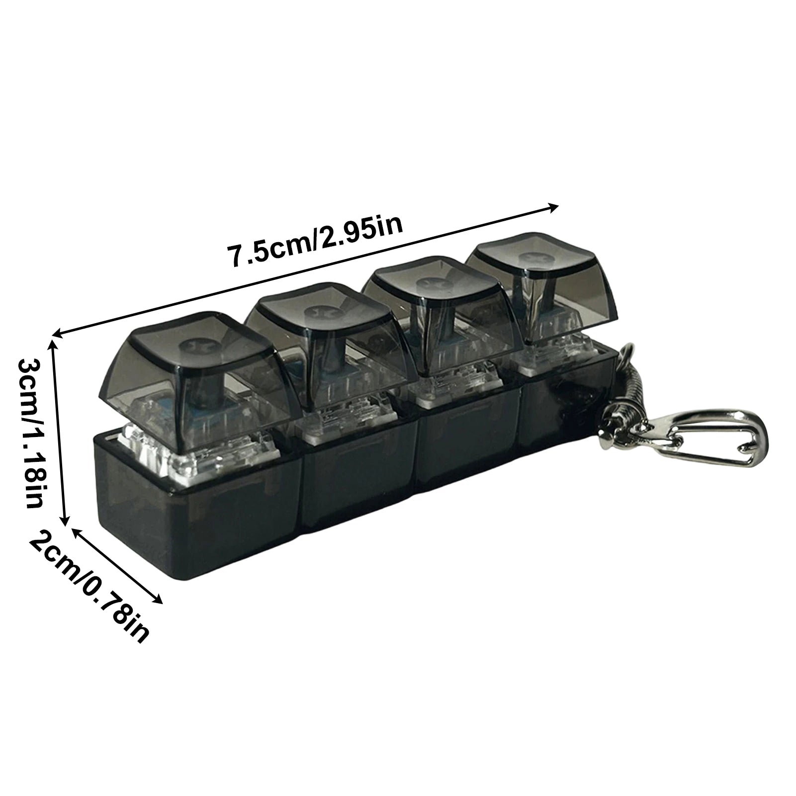 LED Keyboard Keychain Fidget Toy – Crystal Clicker Stress Relief Fidget Keychain Toy Zpaxo Black-02
