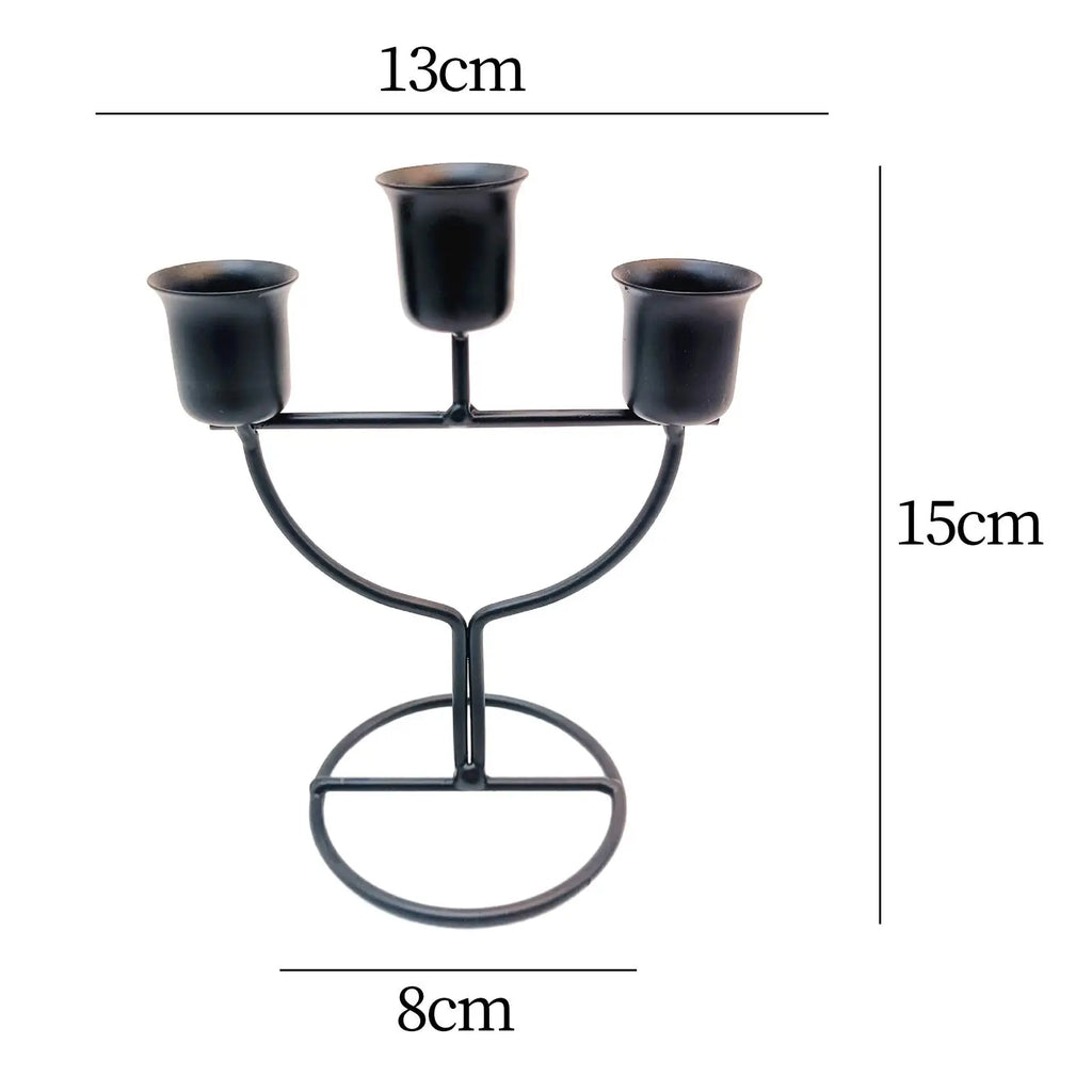 3-Arm Iron Candle Holder – Modern Candlestick Centerpiece Candle Holder Zpaxo