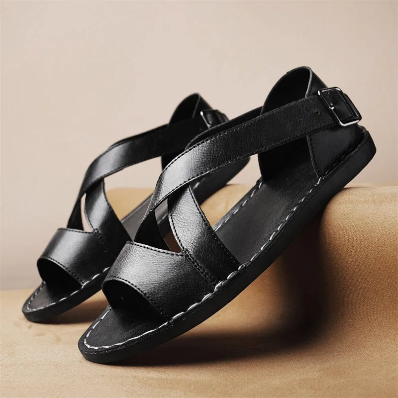Summer Men Sandals Leather Mens Casual Shoes Outdoor Beach Roman Zpaxo 21688 40