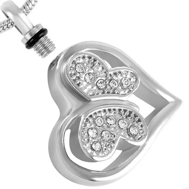 Commemorative Necklace Elegant Rhinestones Carved Heart Charm Ashes