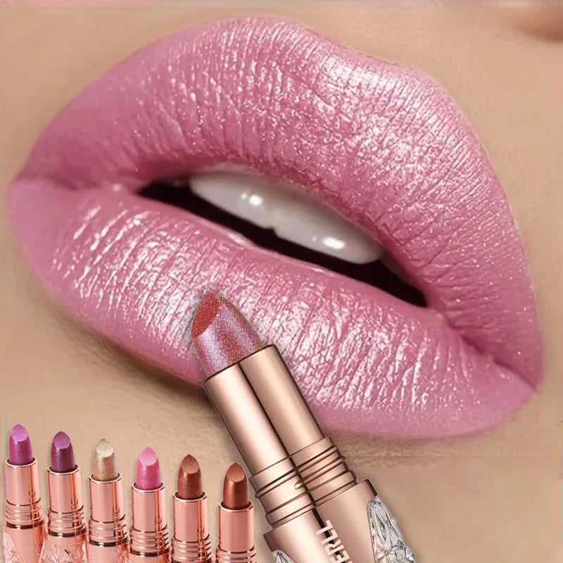 10 Colors 1 Pearlescent Lipstick Long Lasting Moisturizing Sparkling