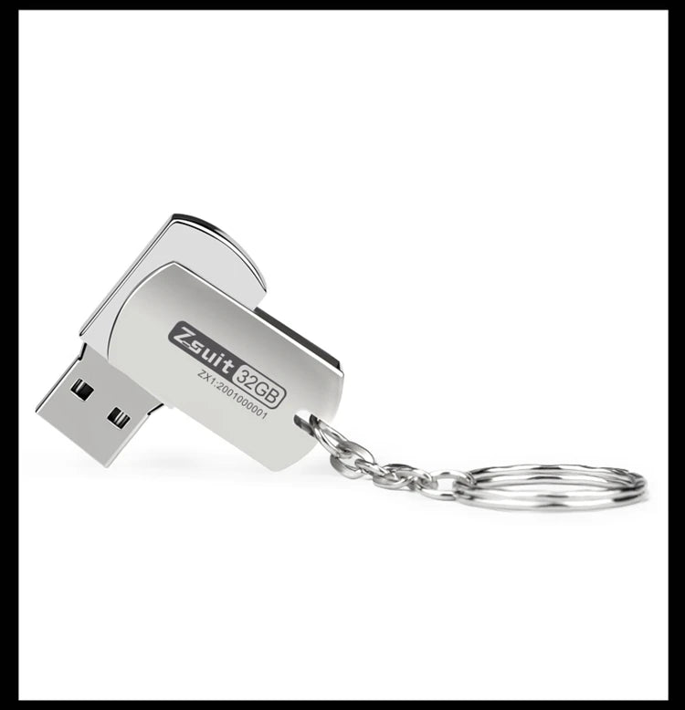 Zsuit Rotating USB Drive 64GB Pen Drives 32g High Speed Memory Stick 3.0 Metal USB Flash Drive Free Logo 128GB Computer U Disk Zpaxo USB 3.0-32GB Silver