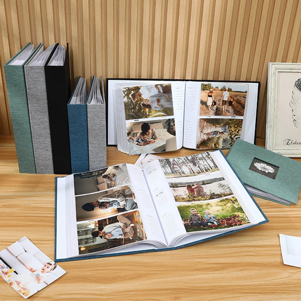 Linen Cover Photo Album 6Inch 200 Sheets Photo Album With Pockets for Photo Storage for Family Wedding Anniversary Baby Memory Zpaxo