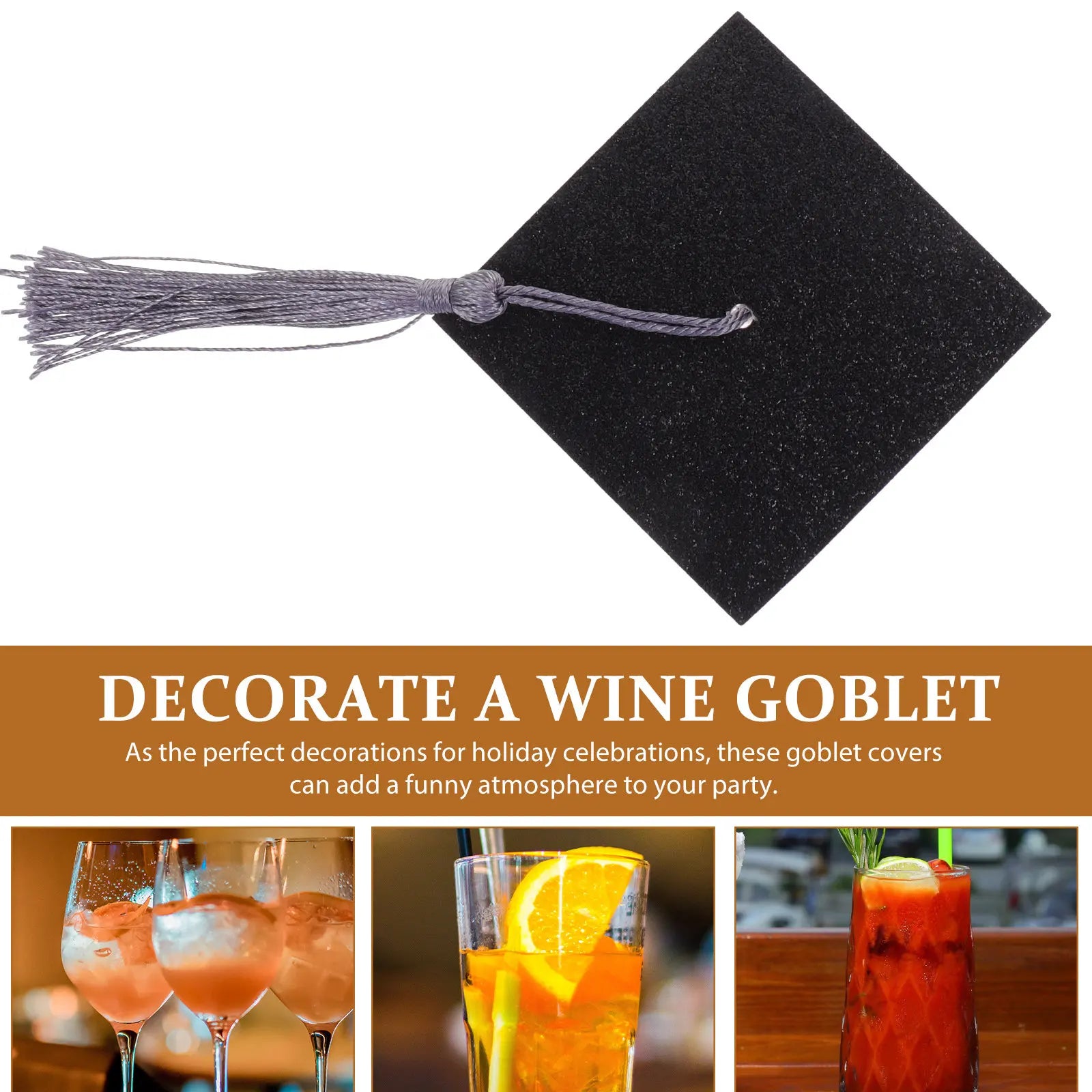Party Decoration Goblet Cover Mini Graduation Hat Design Wine Glass