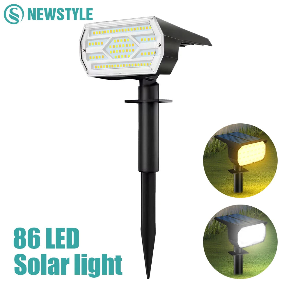 86LED Solar Spot Lights Outdoor Waterproof IP65 Solar Powered 3 Lighting Modes Solar Landscape Spotlight For Garden Flood Light Zpaxo