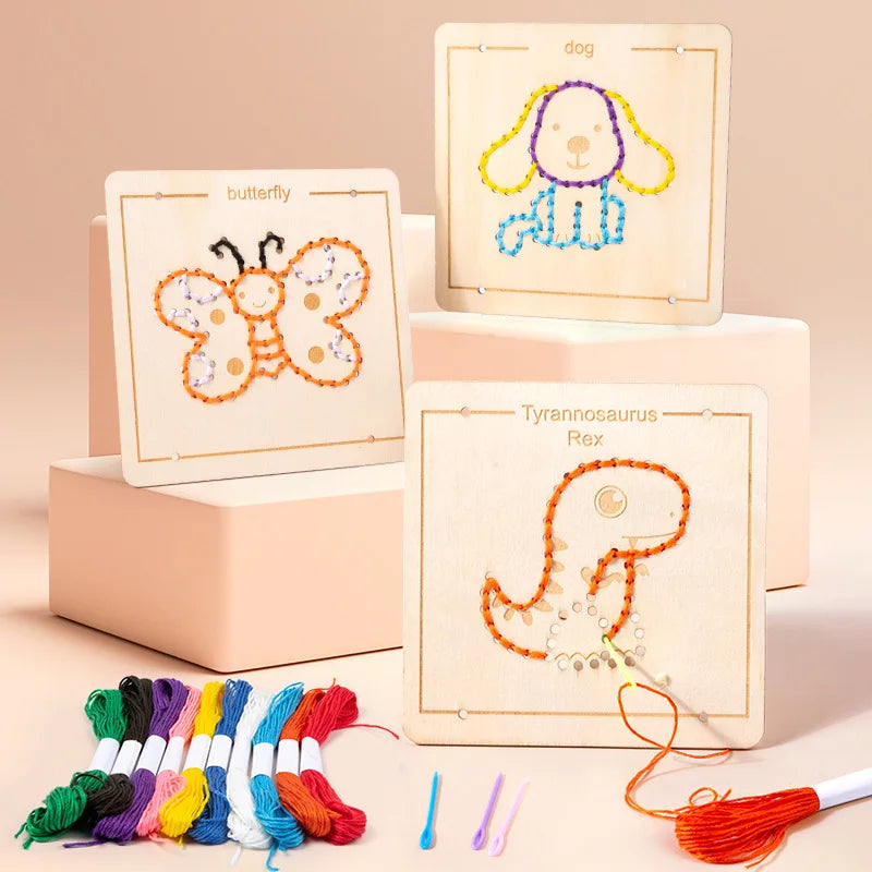 Embroidery Practice Board Montessori Lacing Threading Card