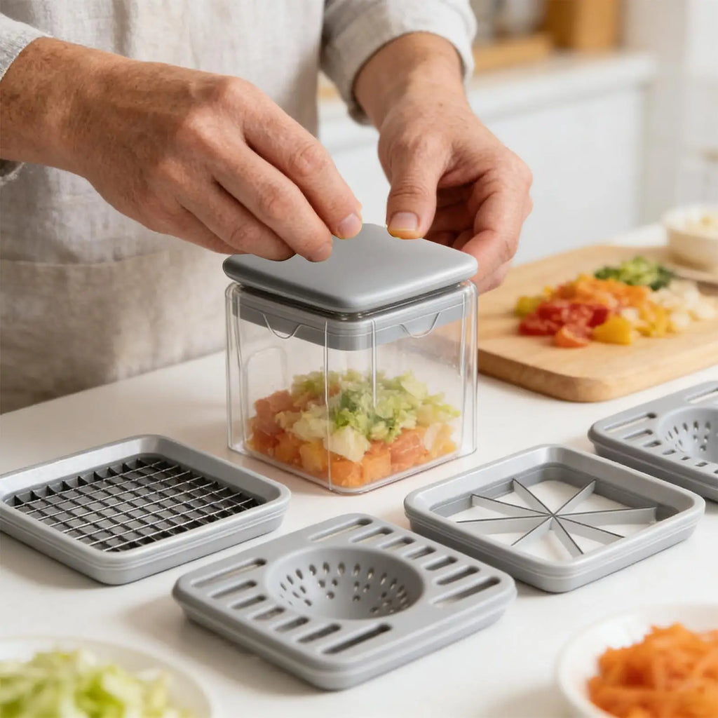 Vegetable Chopper 4-in-1 Manual Multifunctional Cutter with Container Chopper Vegetable Cutter for Ginger Onion Carrot Tomato Zpaxo