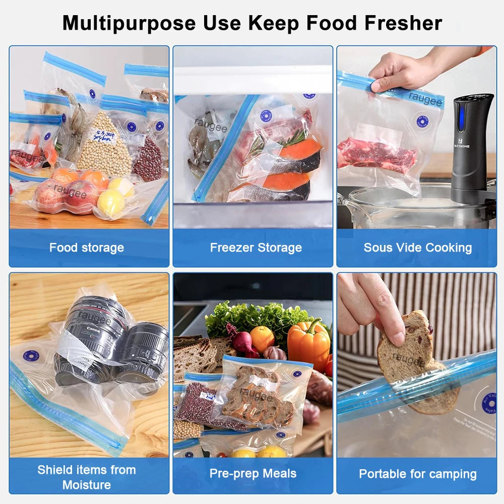Food Vacuum Bags Reusable Packaging BPA-Free Sealing Air Valve Bag