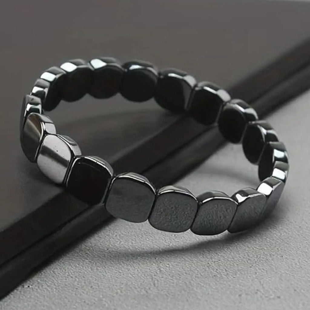 Magnetic Hematite Bracelet Men Natural Stone Bead Adjustable Therapy