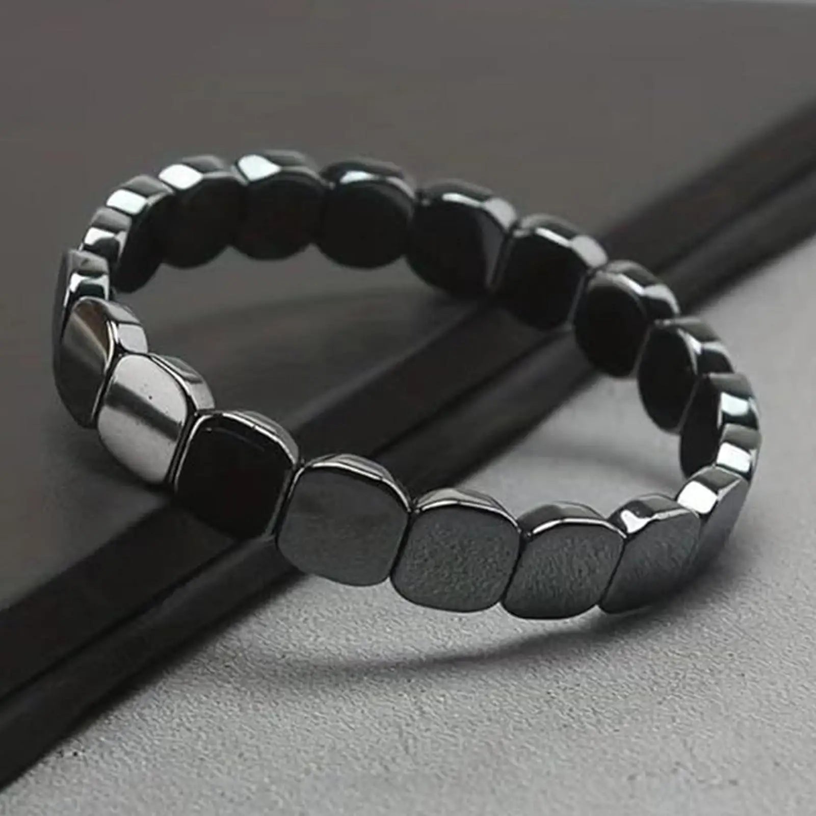 Magnetic Hematite Bracelet Men Natural Stone Bead Adjustable Therapy