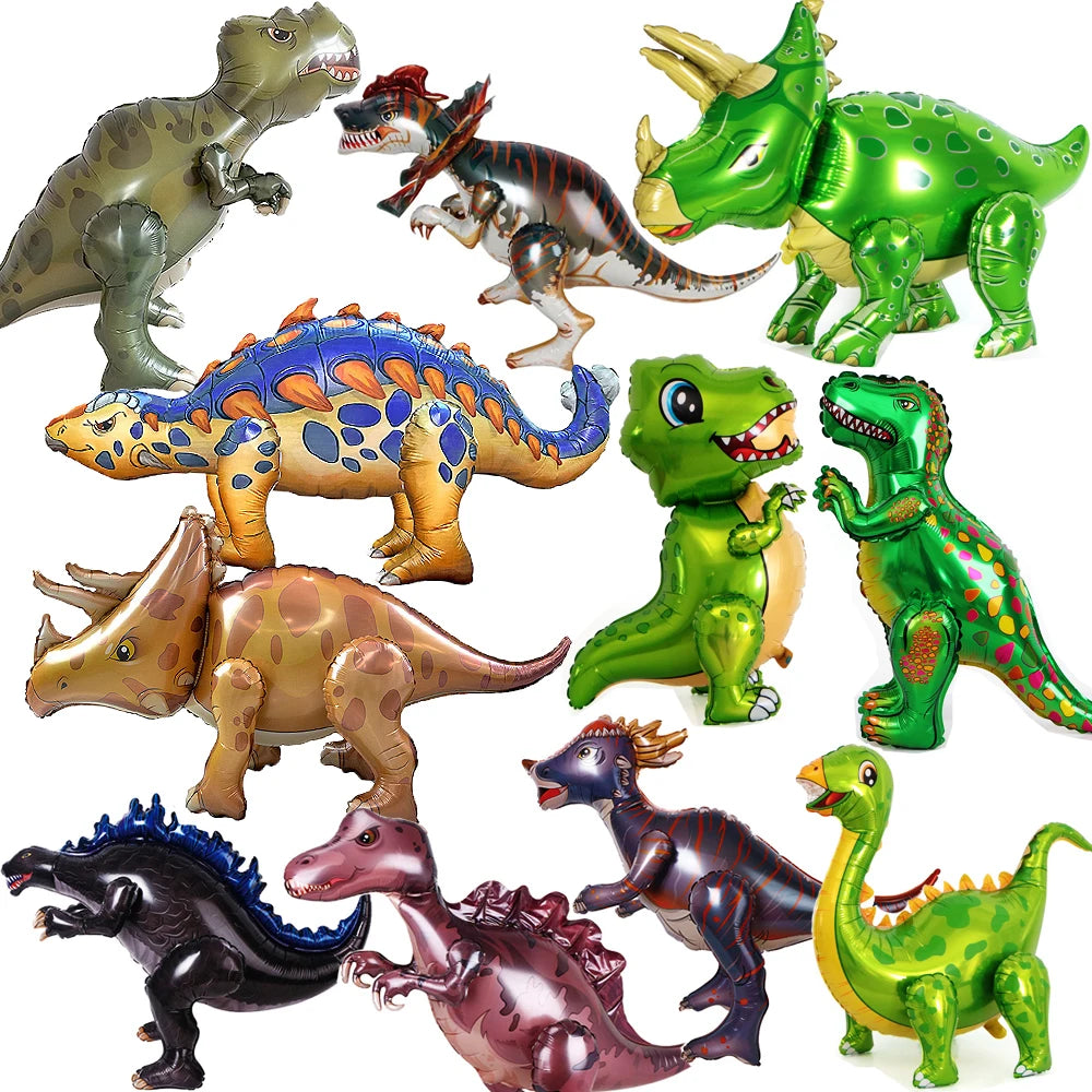 4D Giant Walking Dinosaur Foil Balloons Jungle Animal Childrens