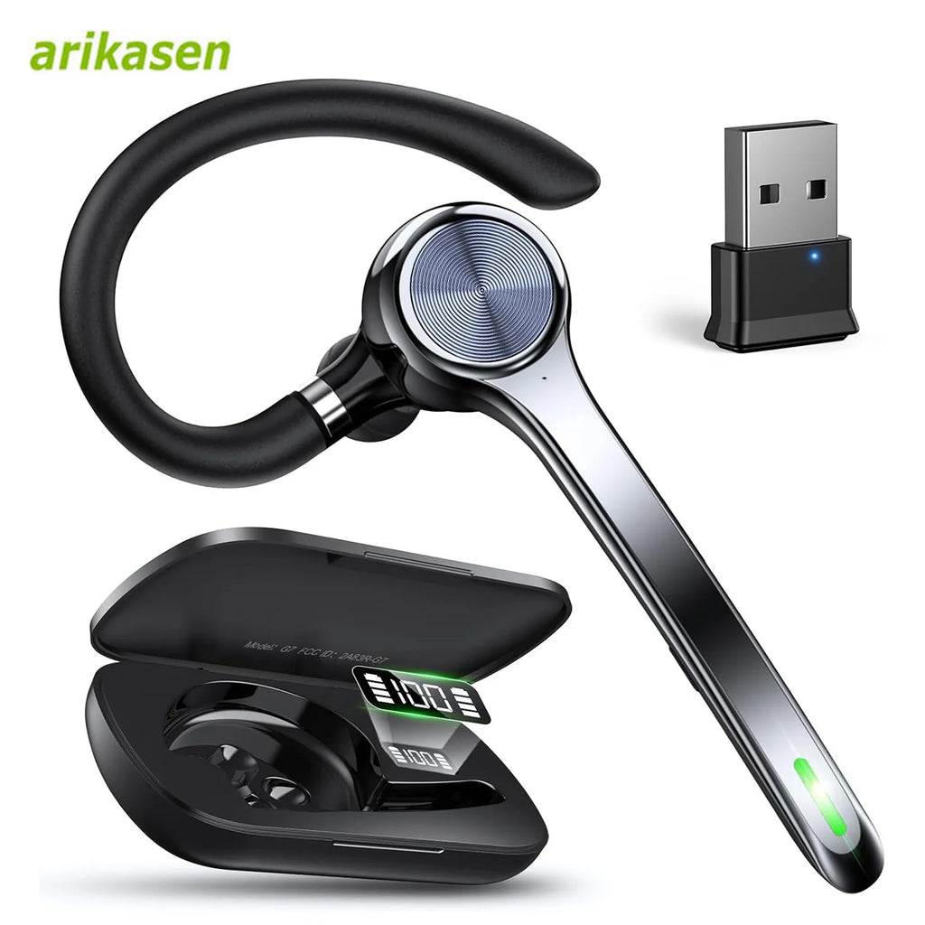 Wireless Headset Single-ear Bluetooth Noise-canceling Mic USB Dongle
