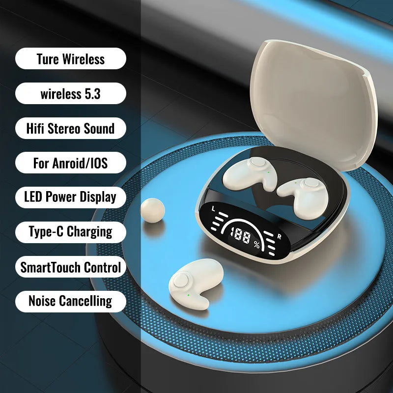 Invisible Sleep Earbuds Mini Wireless Earphones Bluetooth 5 3 Zpaxo MD558D Khaki