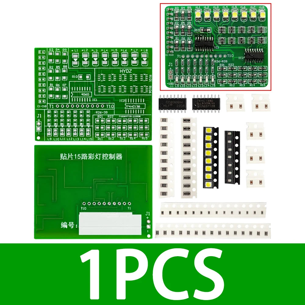 1- 15-Color LED Solder Practice Board DIY Electronic Training Zpaxo 1PCS