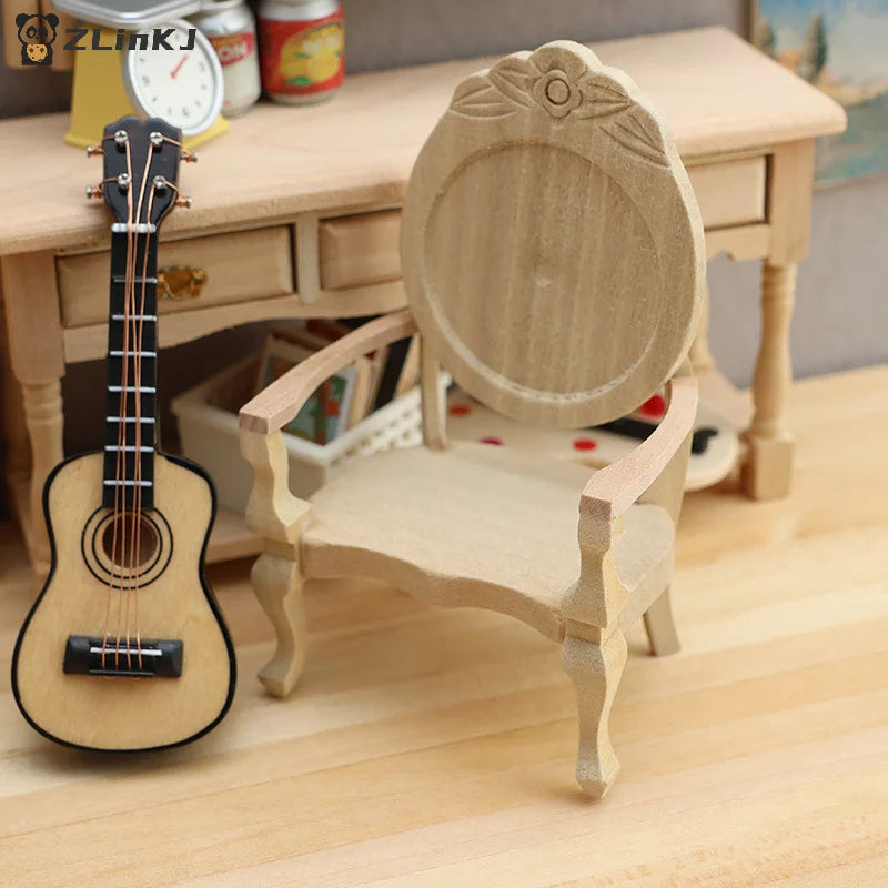 ▶1:12 Dollhouse Miniature Chair Armchair Furniture Home Model Decor Toy Doll House Accessories Zpaxo