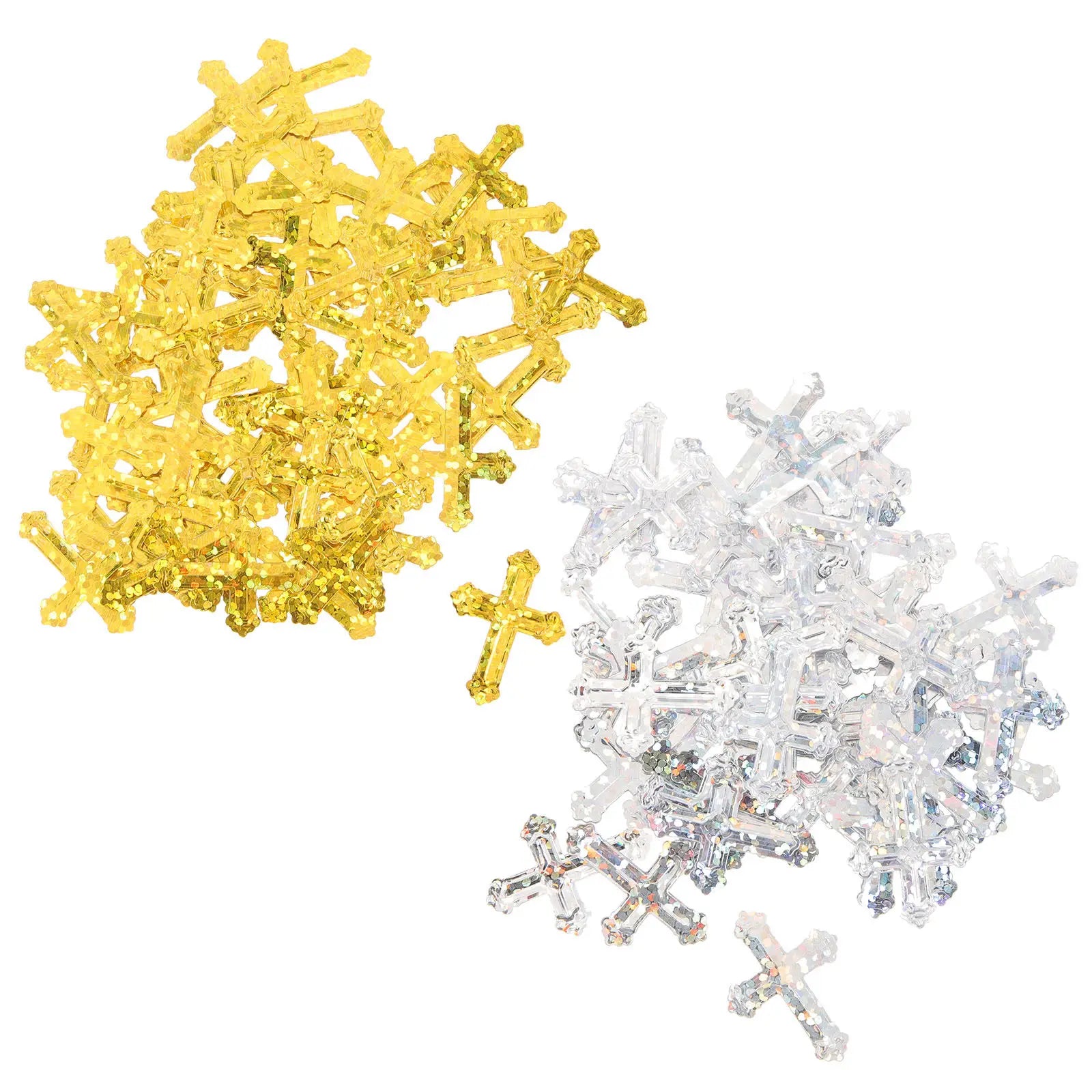 2 Bags Premium Cross Confetti Shreds Smooth Burrs Gold Glitter Paper