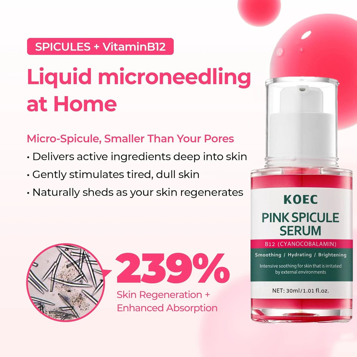 Pink Face Serum Vitamin B12 Liquid Microneedle For Enlarged Pores Skin Renewal Treatment Texture Refining Pore Minimizer Zpaxo